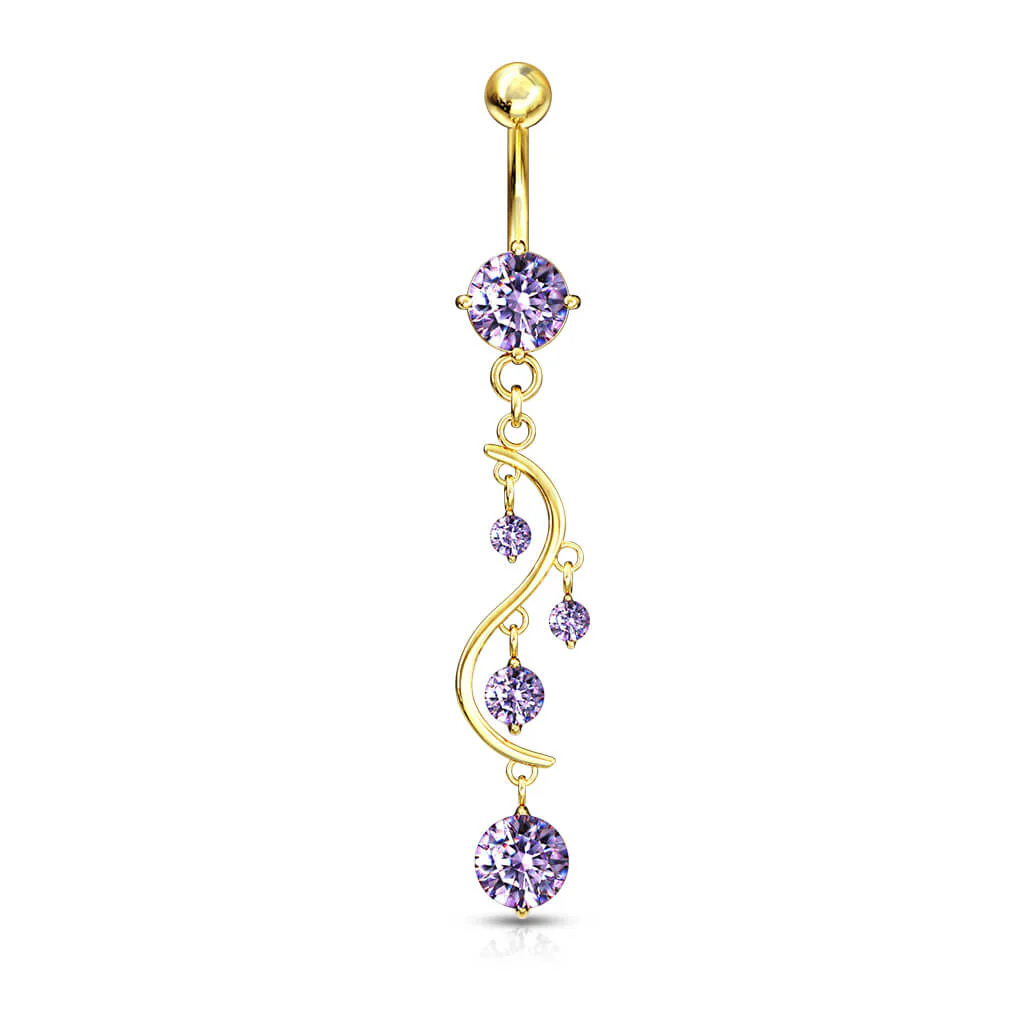 Belly Button Piercing Zirconia Gold pendant - Image 7