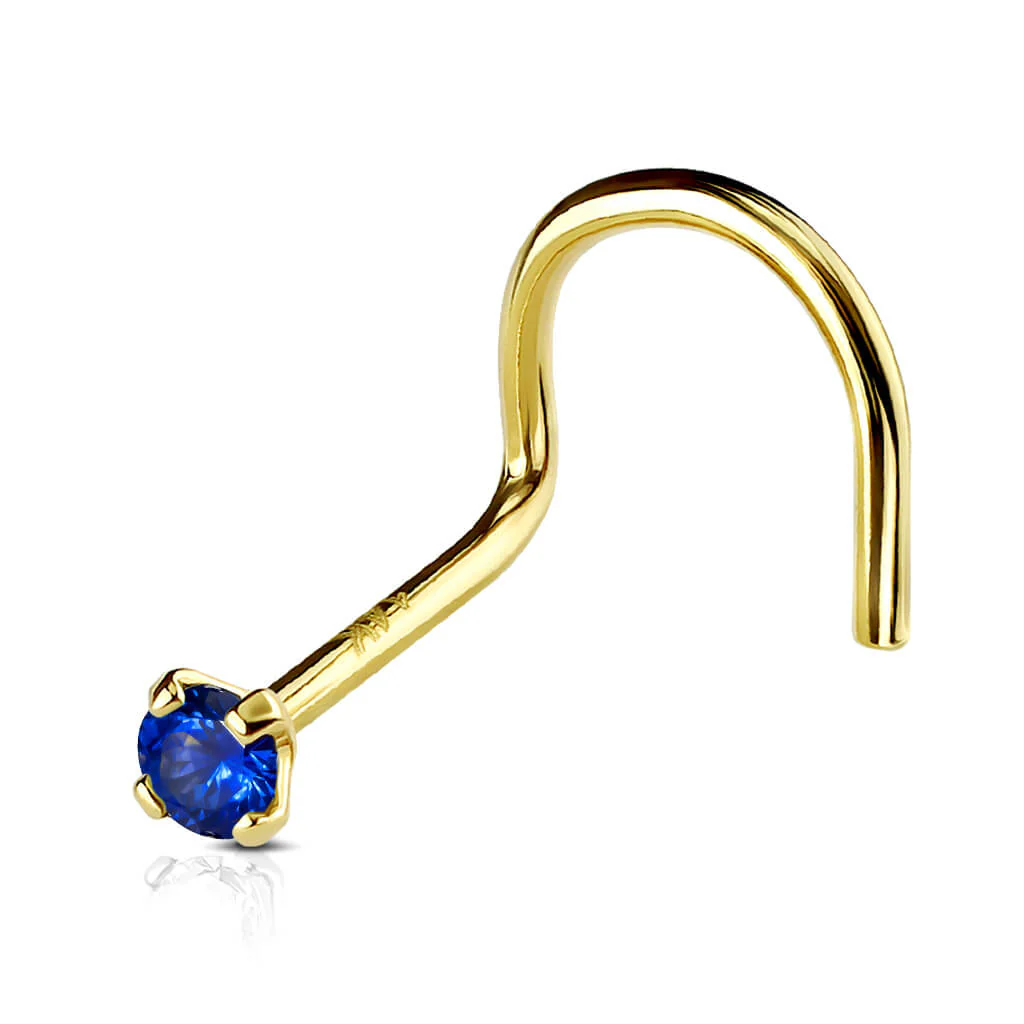 Solid Gold 14 Carat Nose Screw Zirconia - Image 10