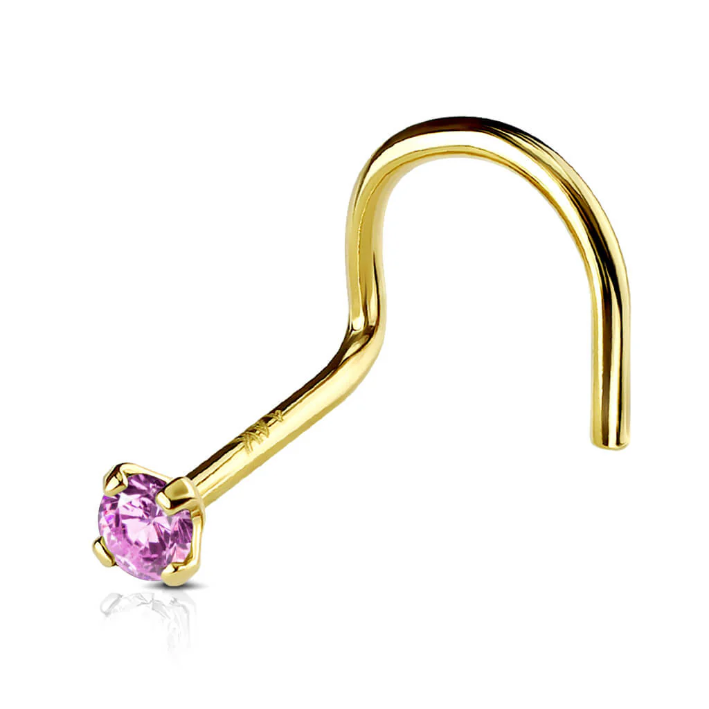 Solid Gold 14 Carat Nose Screw Zirconia - Image 11