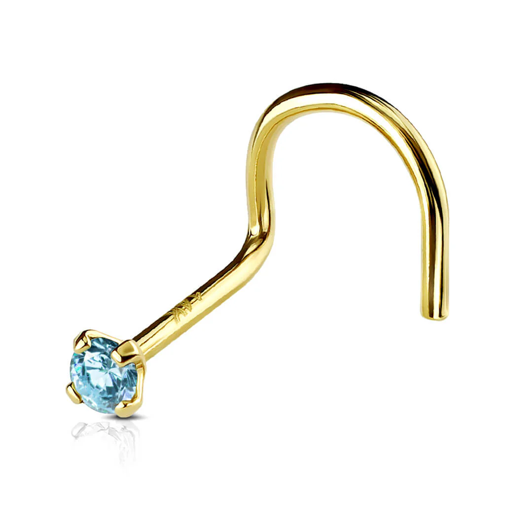 Solid Gold 14 Carat Nose Screw Zirconia - Image 12