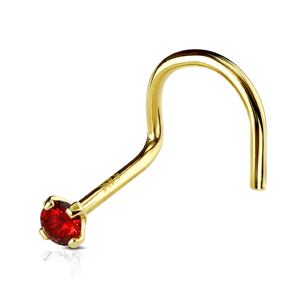 Solid Gold 14 Carat Nose Screw Zirconia - Image 13
