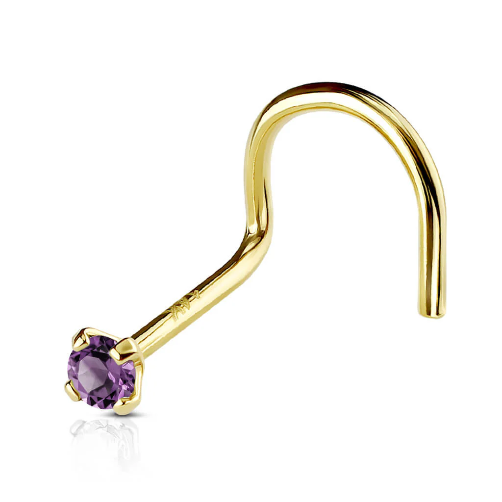 Solid Gold 14 Carat Nose Screw Zirconia - Image 9