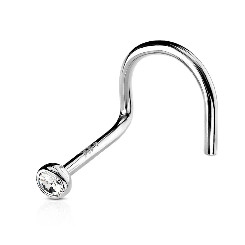 Solid Gold 14 Carat Nose Screw Zirconia Round - Image 2