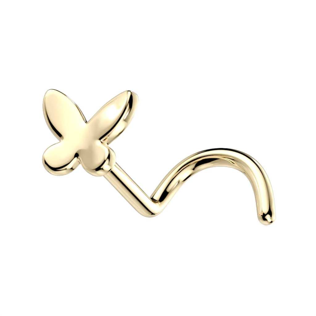 Solid Gold 14 Carat Nose Screw Butterfly - Image 4
