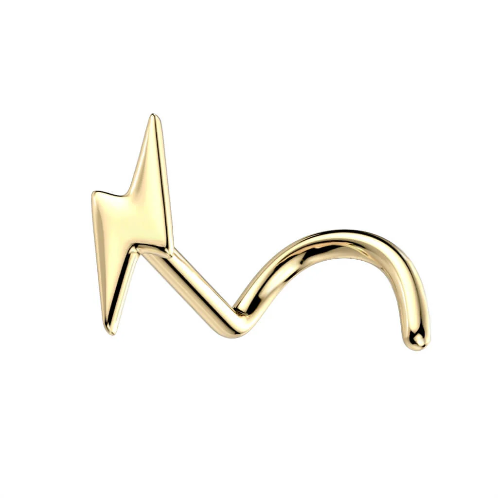 Solid Gold 14 Carat Nose Screw Lightning Bolt - Image 4