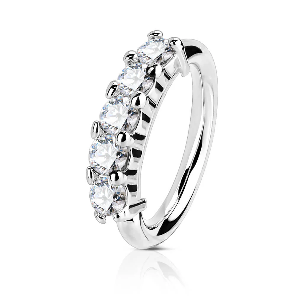 Solid Gold 14 Carat Ring 5 Zirconia Bendable - Image 2