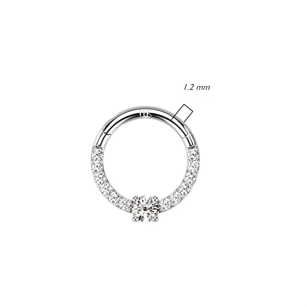 Solid Gold 14 Carat Ring Zirconia Square Clicker - Image 3