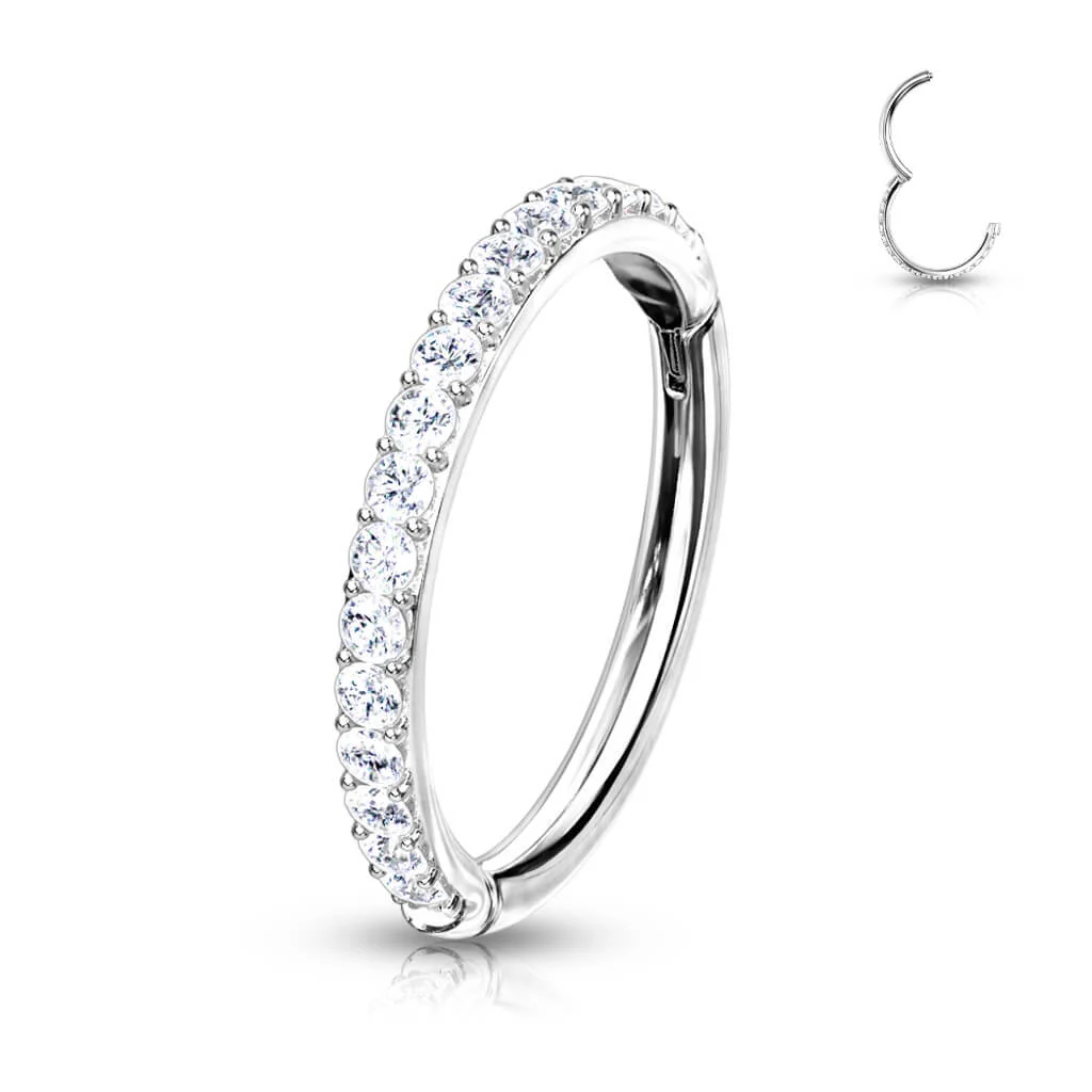 Solid Gold 14 Carat Ring Zirconia Clicker - Image 2