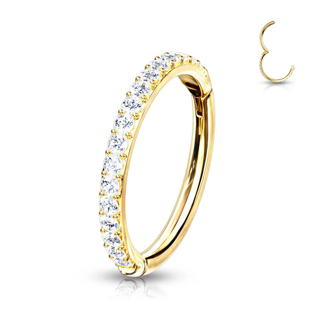 Solid Gold 14 Carat Ring Zirconia Clicker - Image 4