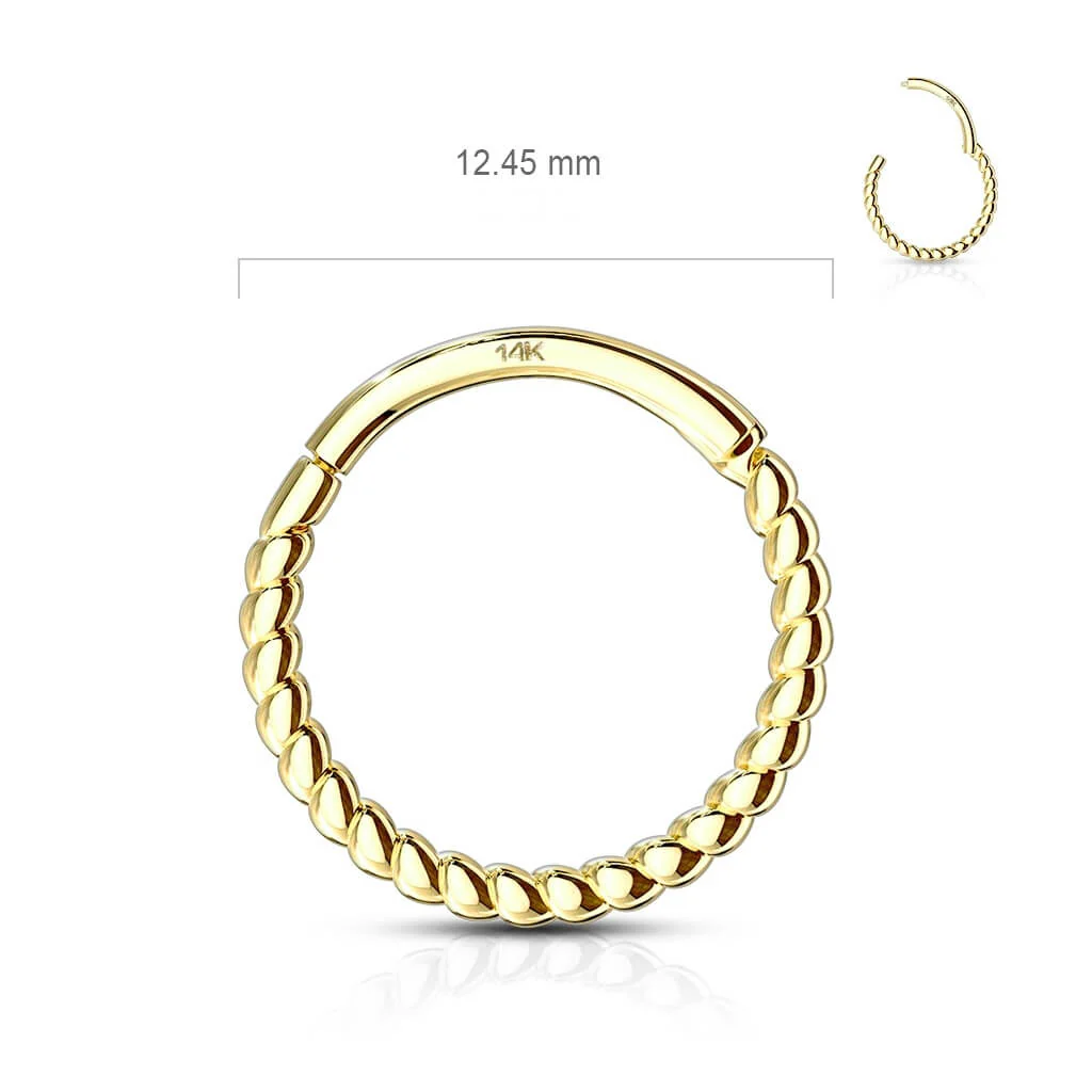 Solid Gold 14 Carat Ring Braided Clicker - Image 3