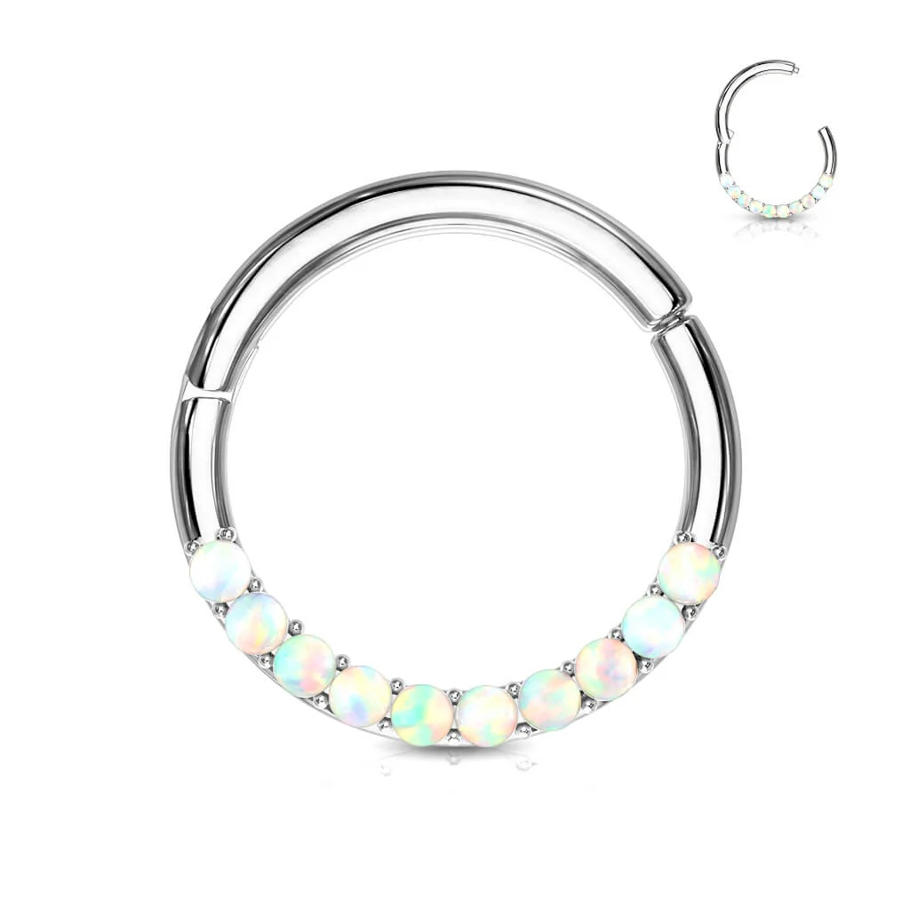 Solid Gold 14 Carat Ring Opal Clicker - Image 2