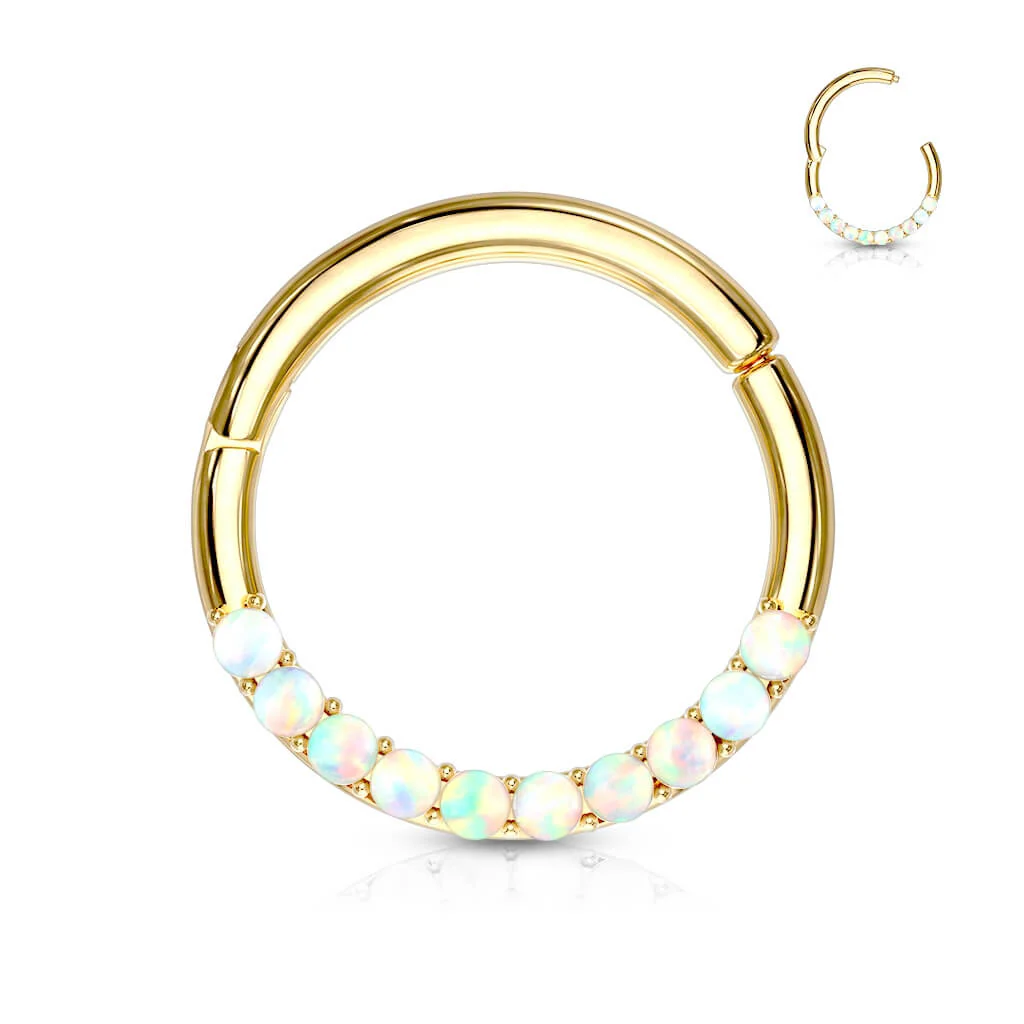 Solid Gold 14 Carat Ring Opal Clicker - Image 4