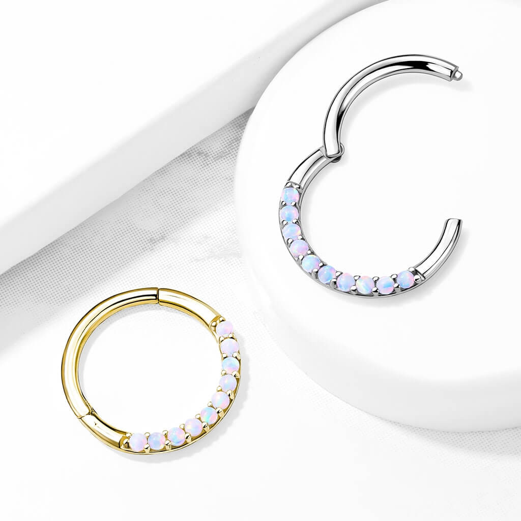 Solid Gold 14 Carat Ring Opal Clicker - Image 6