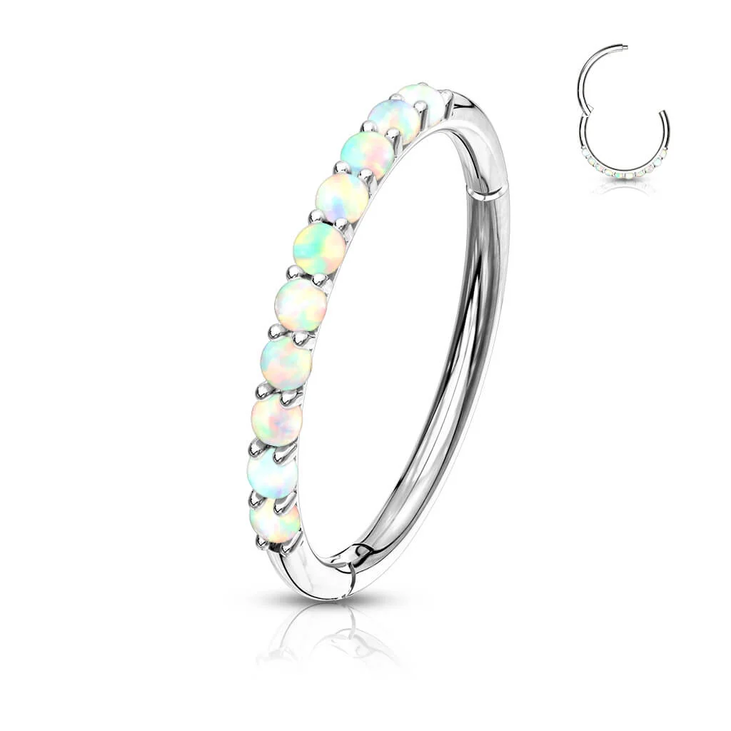 Solid Gold 14 Carat Ring Opal Clicker - Image 2