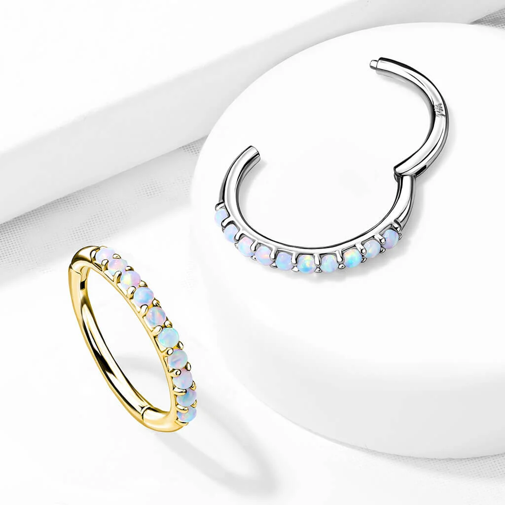 Solid Gold 14 Carat Ring Opal Clicker - Image 6