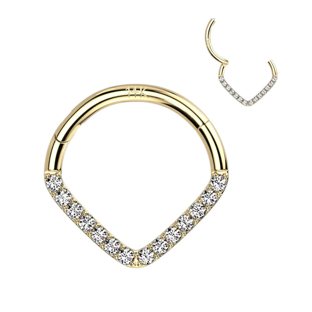 Solid Gold 14 Carat Ring Zirconia Clicker - Image 8
