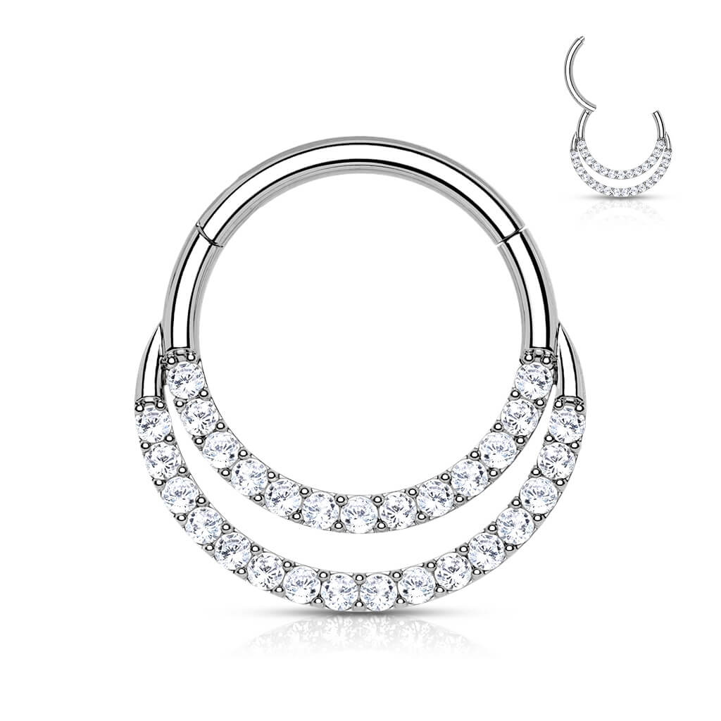 Solid Gold 14 Carat Ring Zirconia Clicker - Image 2