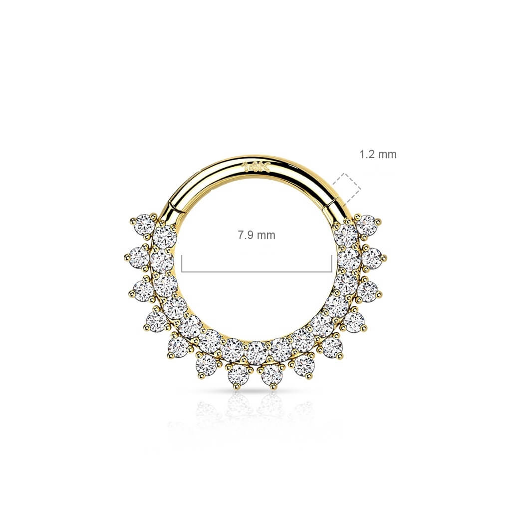 Solid Gold 14 Carat Ring Zirconia Clicker - Image 3