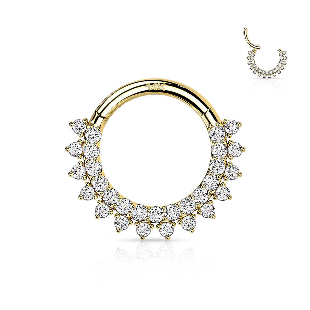 Solid Gold 14 Carat Ring Zirconia Clicker - Image 4
