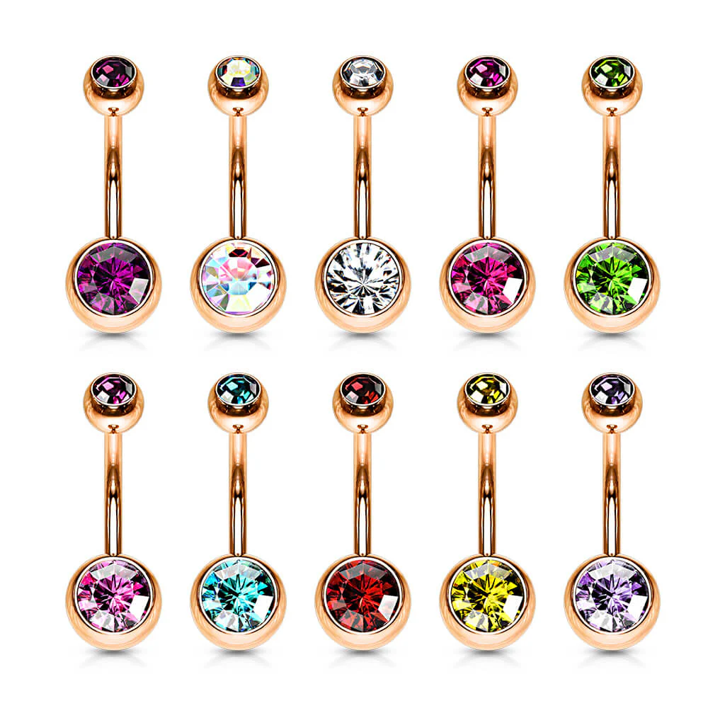 Belly Button Piercing Ball Zirconia rose - Image 3