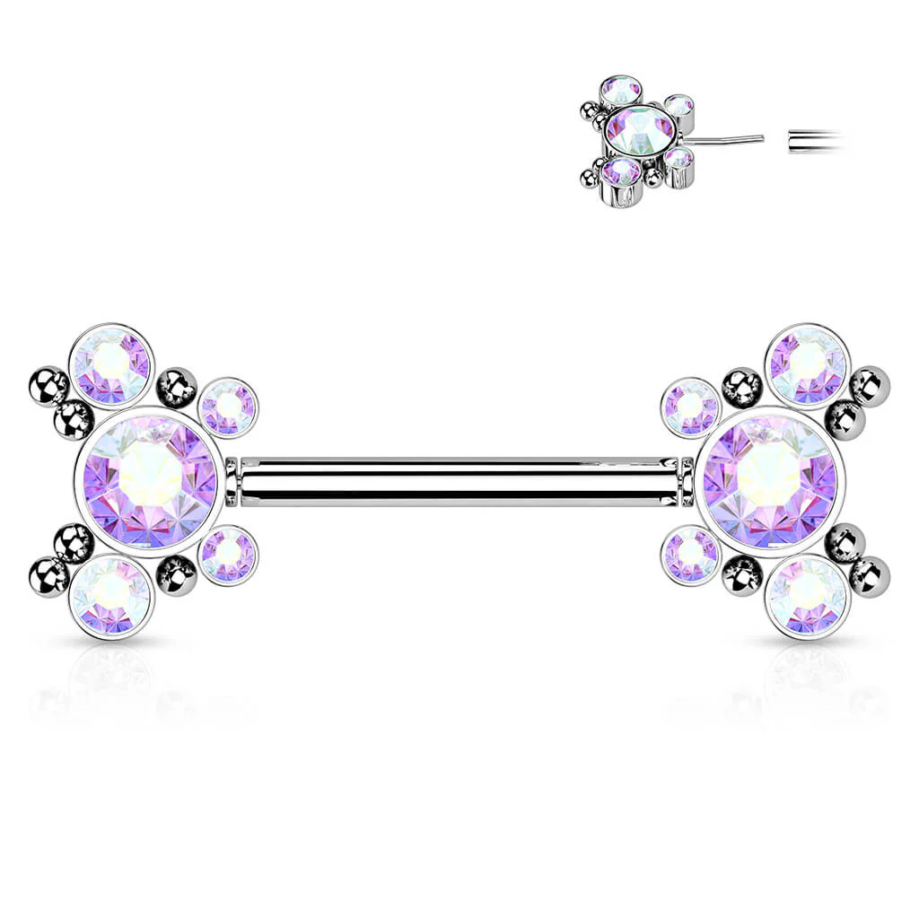 Nipple Piercing Butterflies Zirconia Silver Push-In - Image 2