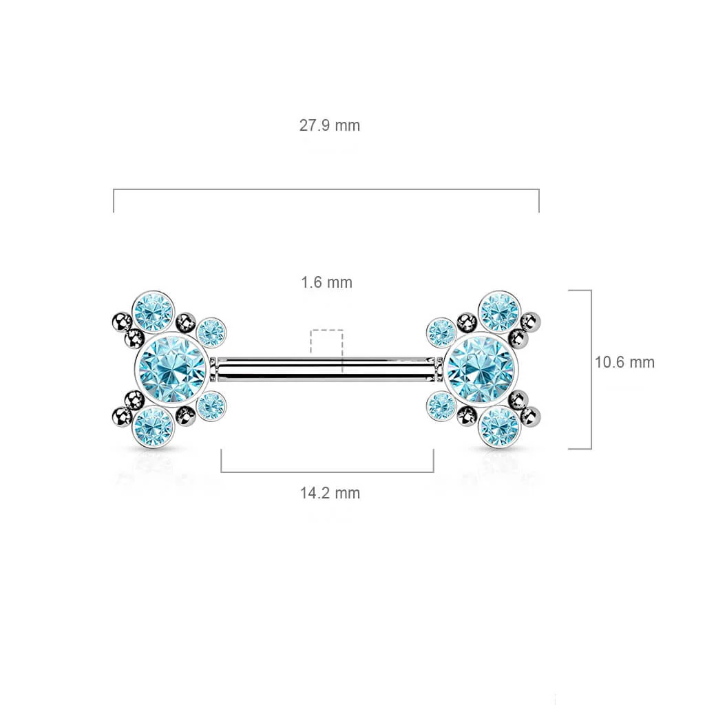 Nipple Piercing Butterflies Zirconia Silver Push-In - Image 3