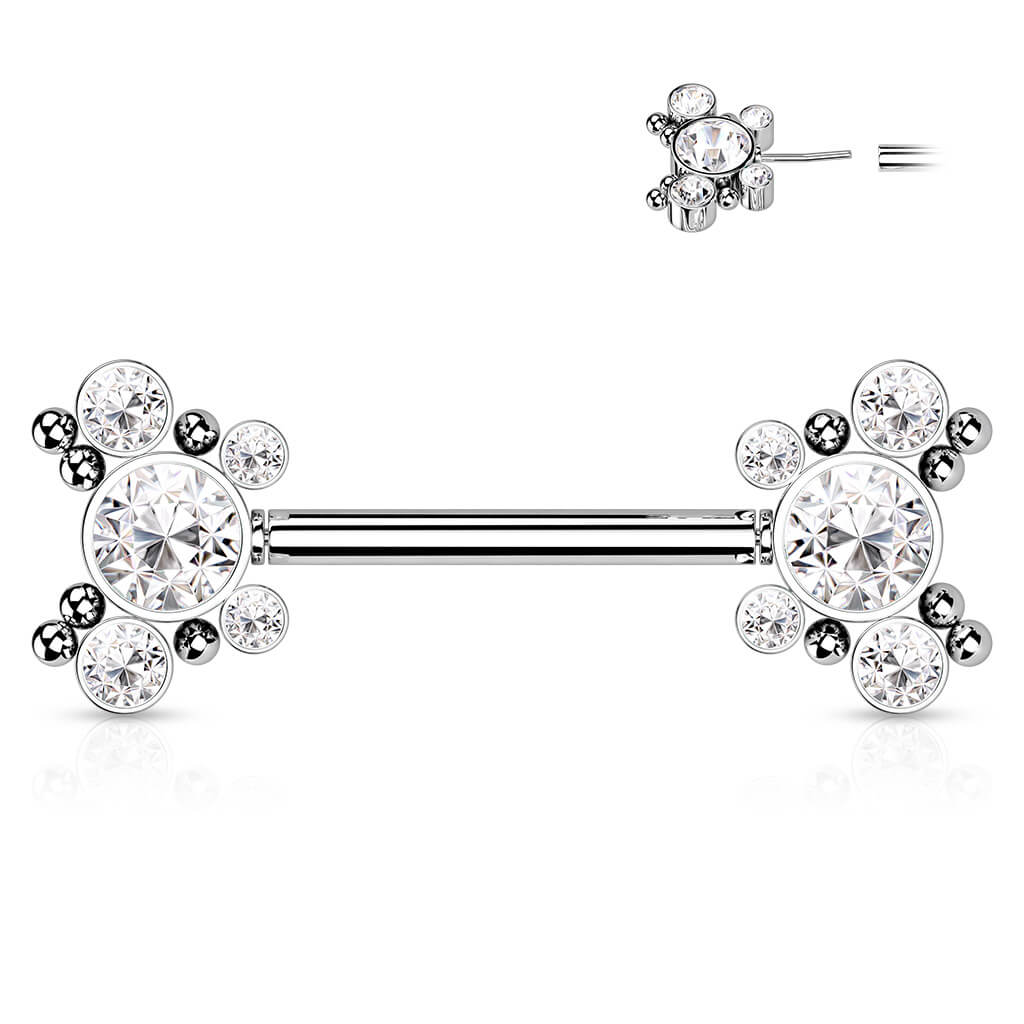 Nipple Piercing Butterflies Zirconia Silver Push-In - Image 4