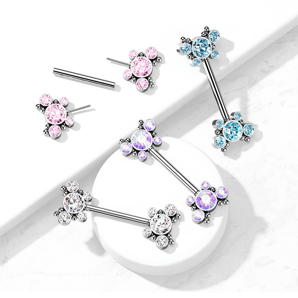Nipple Piercing Butterflies Zirconia Silver Push-In - Image 7