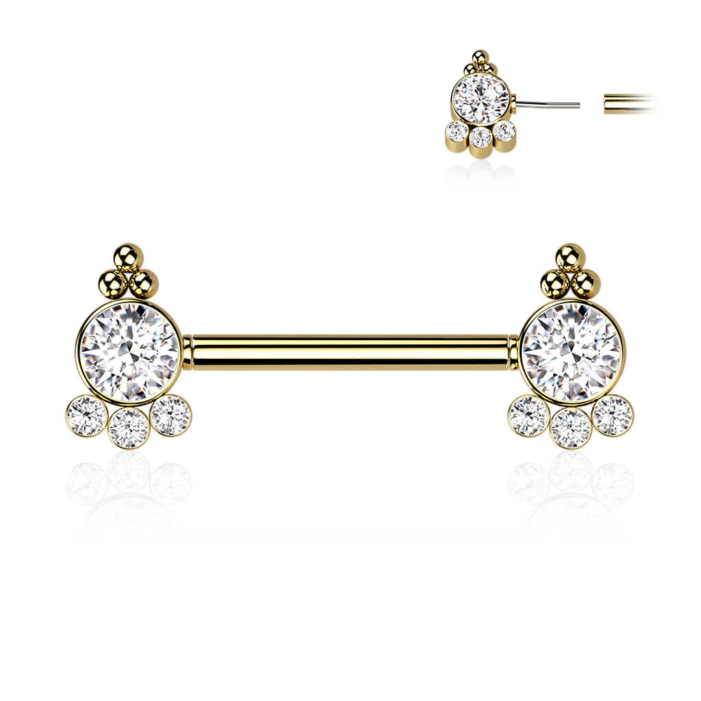 Nipple Piercing Zirconia Gold Push-In - Image 4