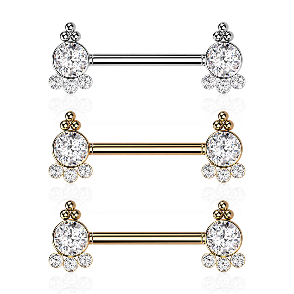 Nipple Piercing Zirconia Gold Push-In - Image 5