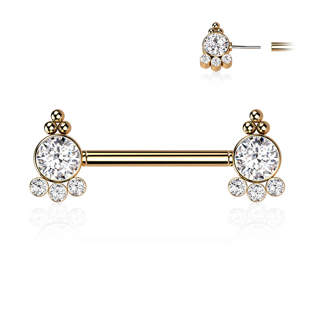 Nipple Piercing Zirconia Gold Push-In - Image 7