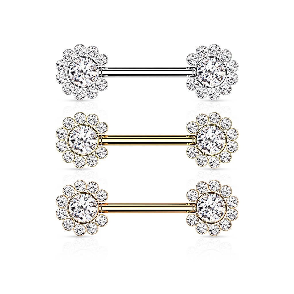 Nipple Piercing Flower Zirconia Push-In - Image 5