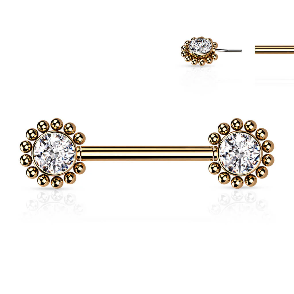 Nipple Piercing Flower Zirconia Push-In - Image 12