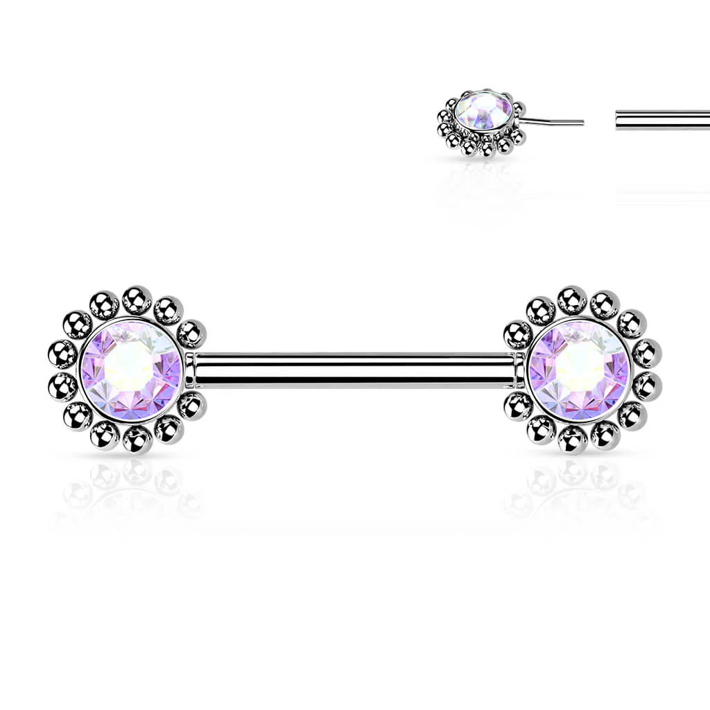 Nipple Piercing Flower Zirconia Push-In - Image 4