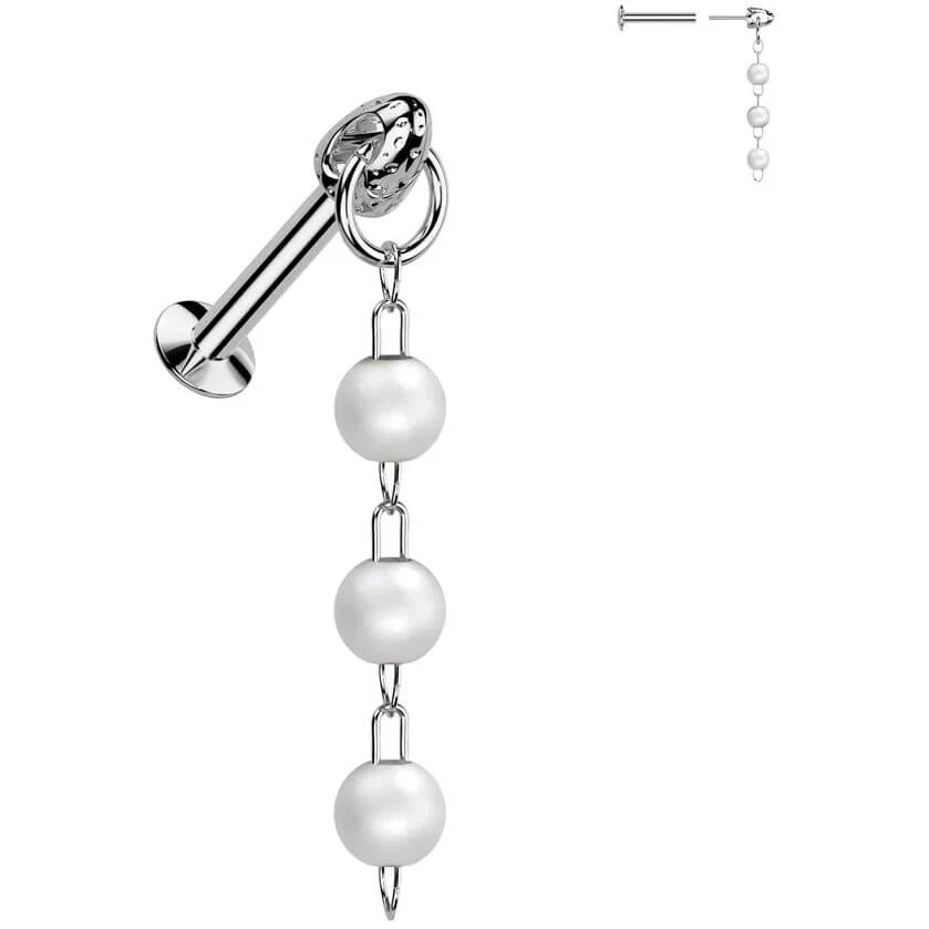 Labret triple pearl dangle Push-In - Image 4