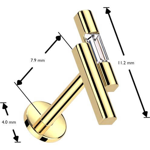 Labret double bar zirconia Push-In - Image 2