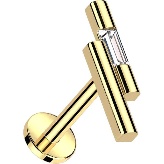 Labret double bar zirconia Push-In - Image 4