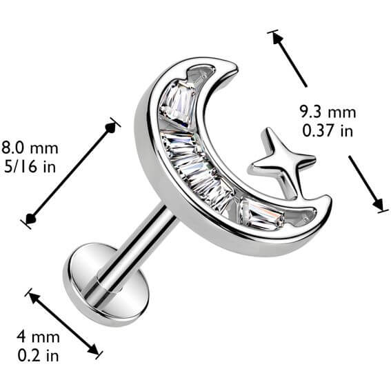 Labret moon star zirconia Push-In - Image 2