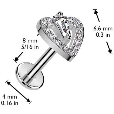 Labret heart zirconia Push-In - Image 2