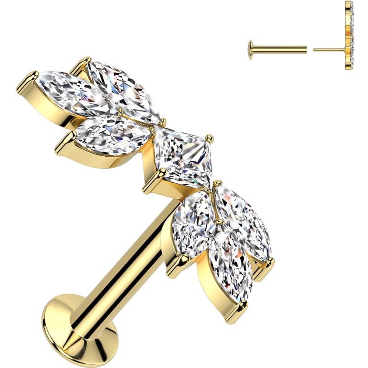 Labret falling leaves zirconia marquise cut Push-In - Image 3
