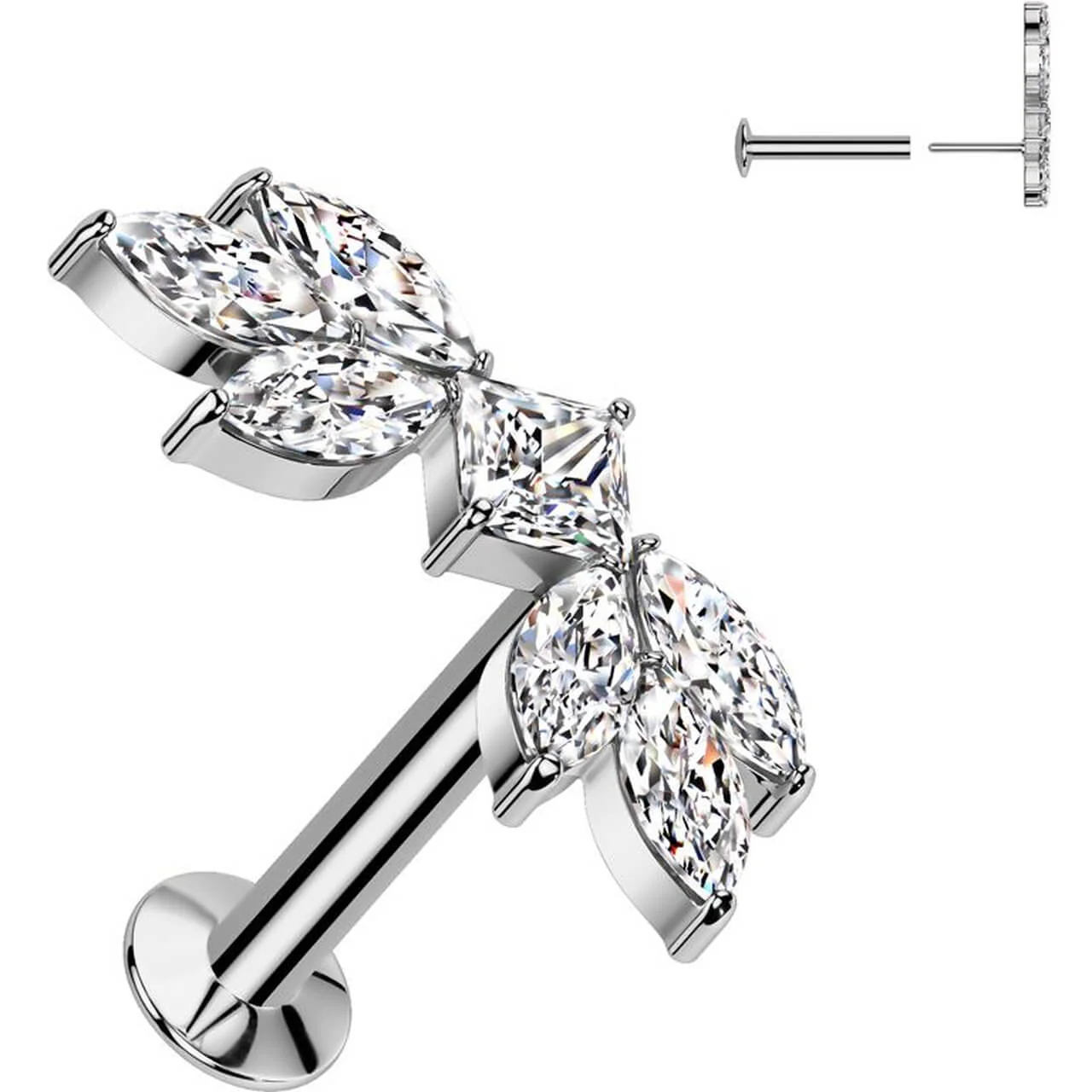 Labret falling leaves zirconia marquise cut Push-In - Image 4