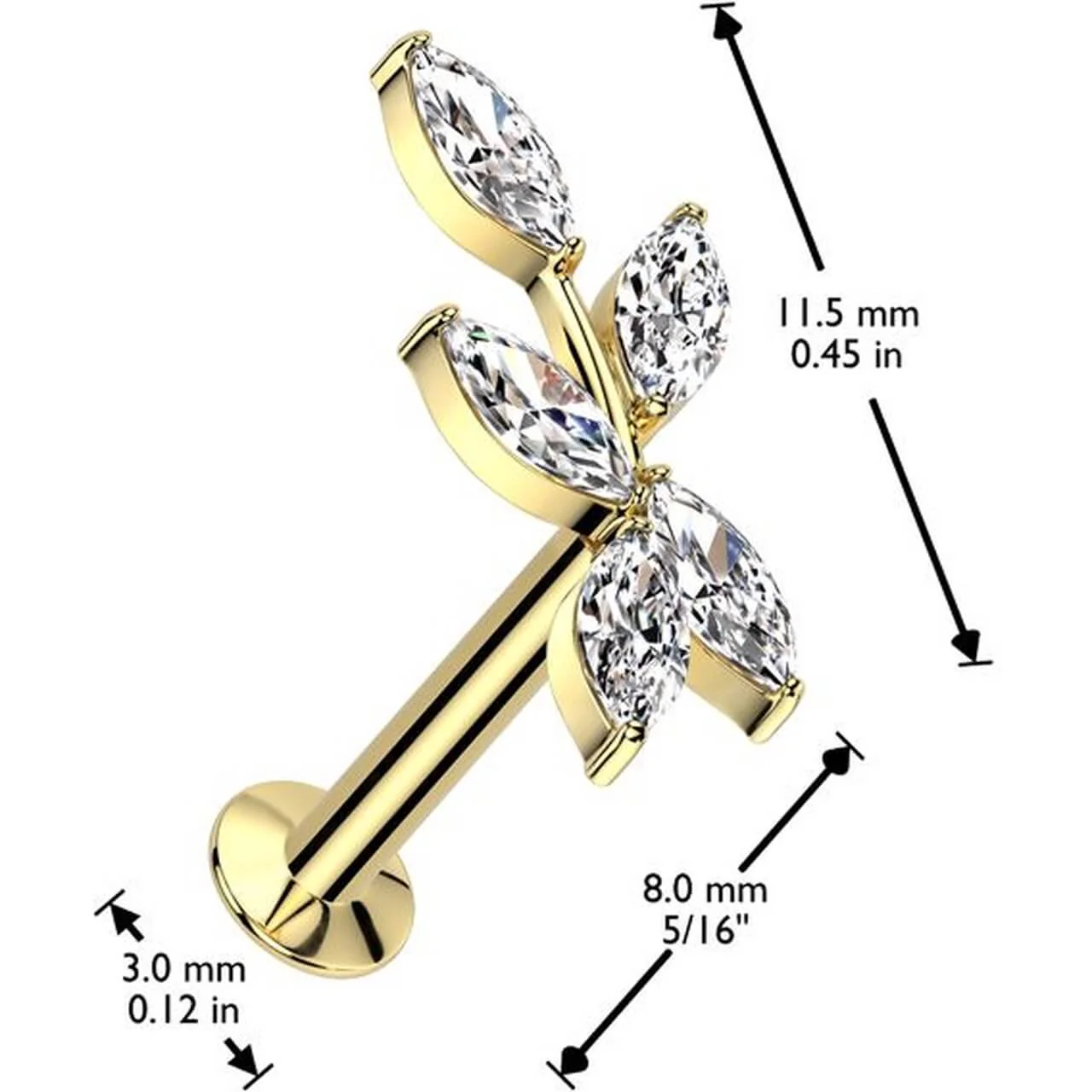 Labret abstract branch zirconia Push-In - Image 2