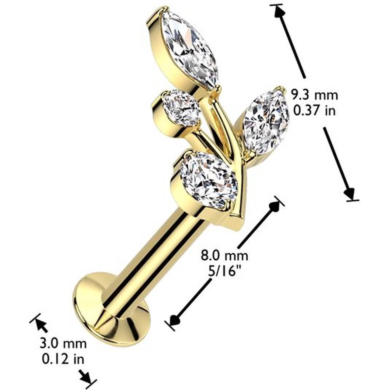 Labret olive branch zirconia Push-In - Image 2
