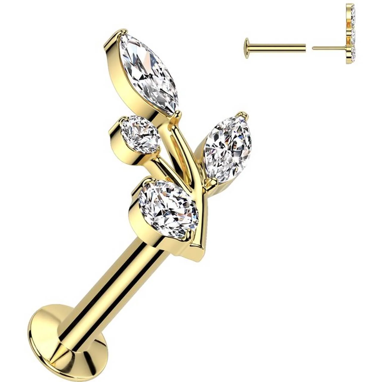 Labret olive branch zirconia Push-In - Image 3