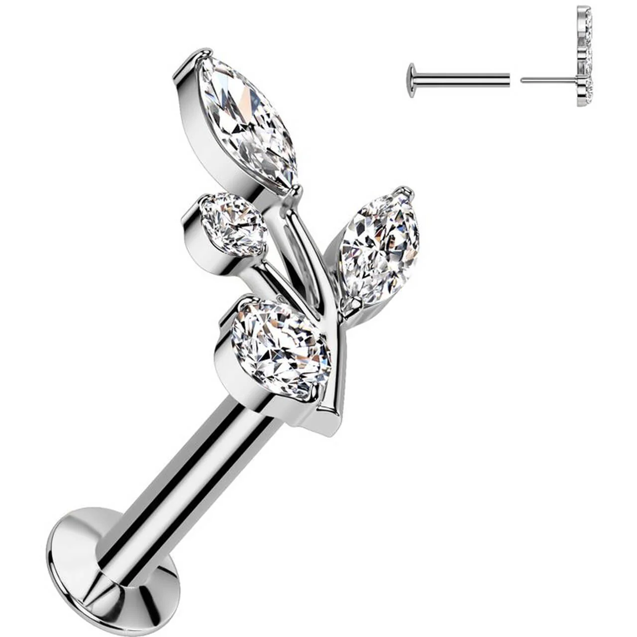 Labret olive branch zirconia Push-In - Image 4