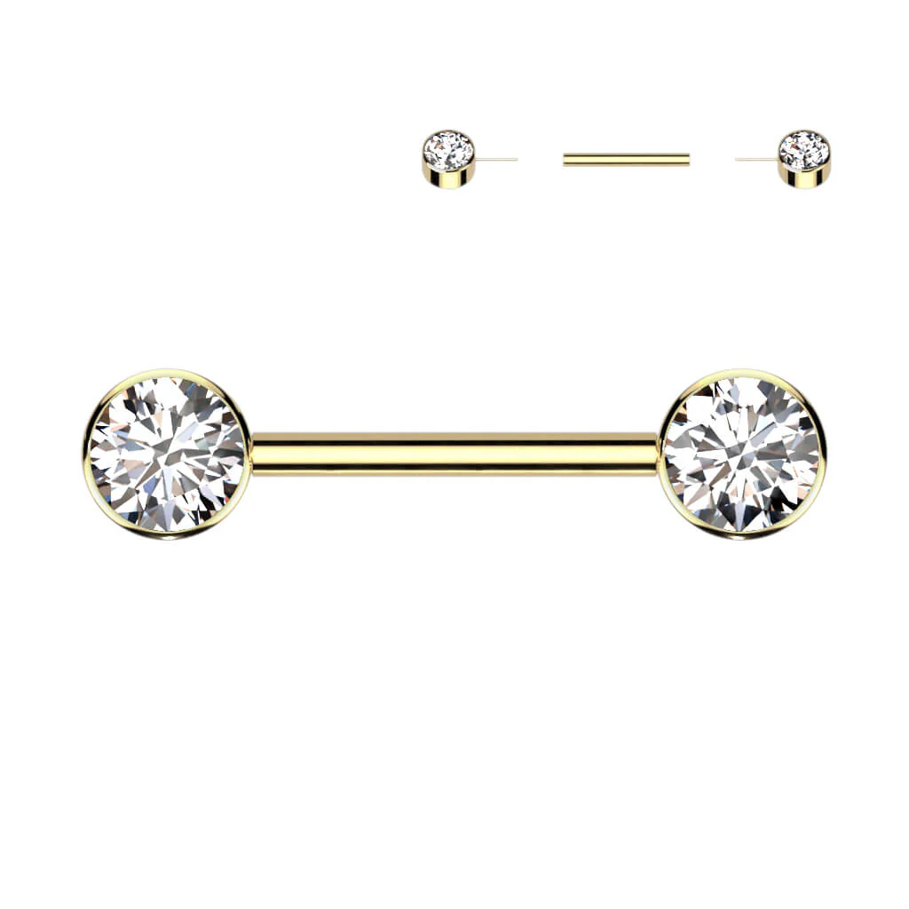 Titanium Nipple Piercing Flat Zirconia Push-In - Image 11