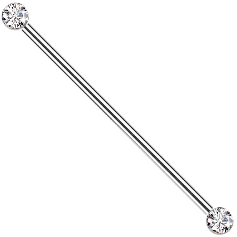 Titanium Industrial Barbell bezel setting zirconia Push-In - Image 4