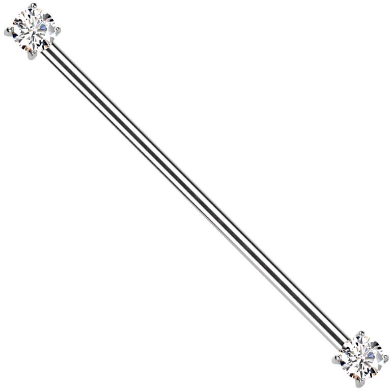 Titanium Industrial Barbell prong setting zirconia Push-In - Image 5