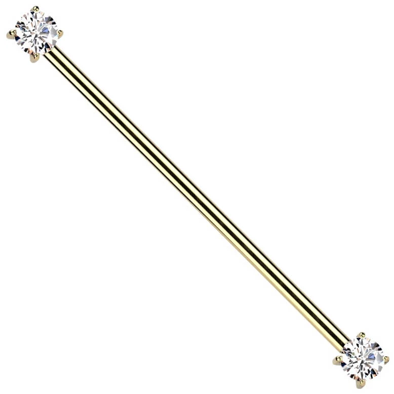 Titanium Industrial Barbell prong setting zirconia Push-In - Image 7