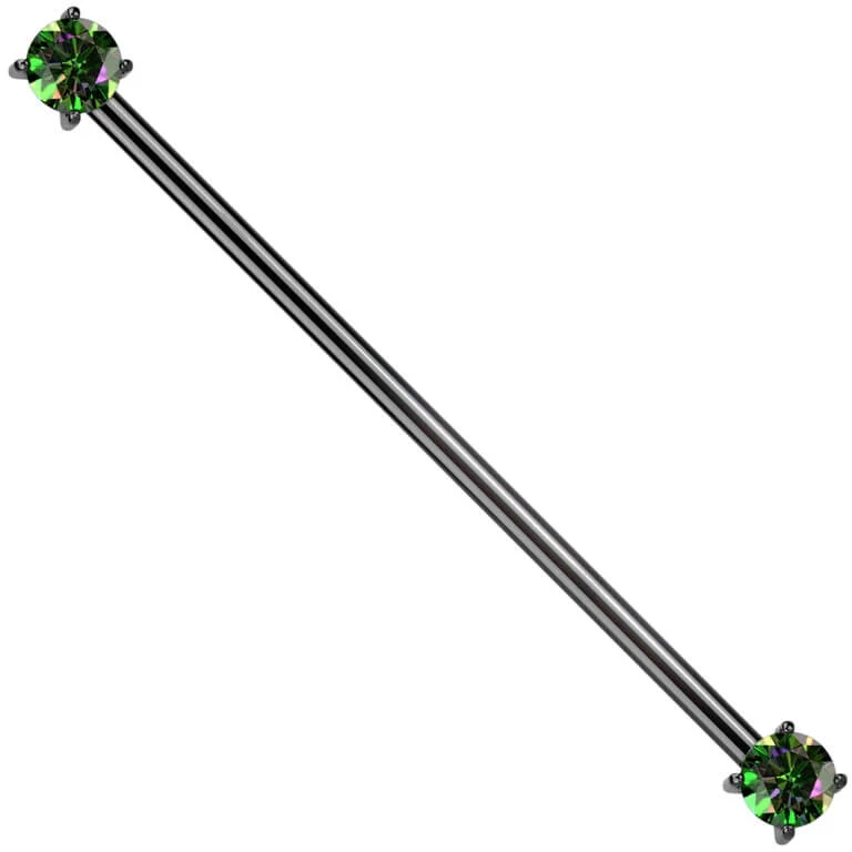 Titanium Industrial Barbell prong setting zirconia Push-In - Image 9